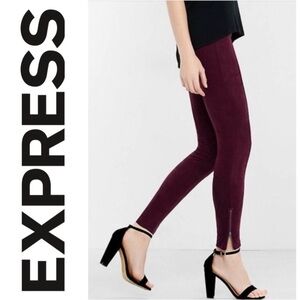 EXPRESS Burgundy Faux Suede Ankle Zip Legging Eggplant Wine Stretch Pant Wmns M